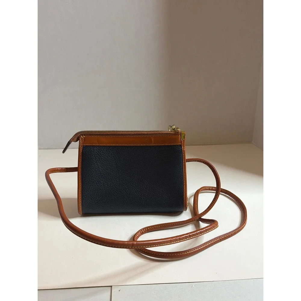 Dooney & Bourke Vintage All Weather Leather Crossbody Bag Navy Blue Tan USA - Picture 3 of 10